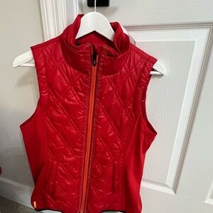 Heritage Old Money Style red puff vest with zipper.